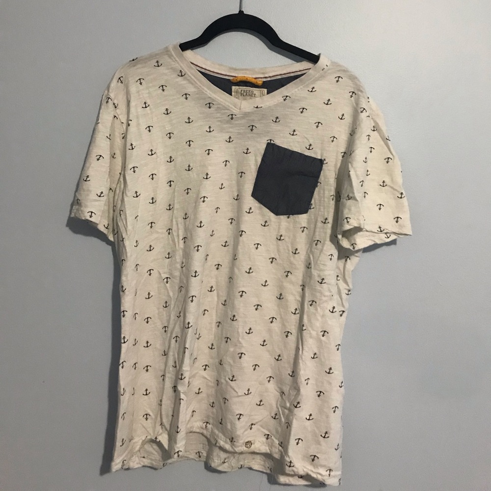 FREE PLANET Large Nautical Short Sleeve Shirt